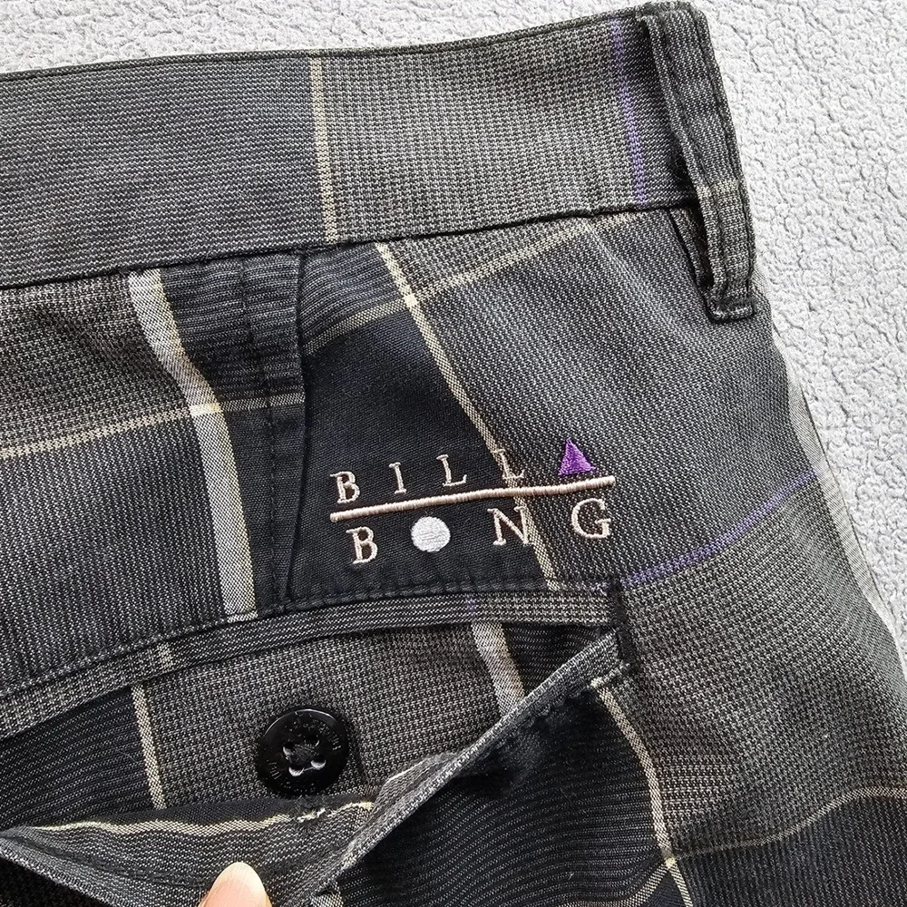 Billabong Golf Shorts Mens 36 Black Gray Plaid Performance‎ Regular Fit Mid-Rise